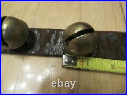 Antique 16 Brass 1.5 Diameter Sleigh Bells On 42 Leather Strap