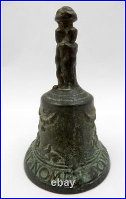 Antique 16th Century Flemish Bronze Table Bell Sit Nomen Domini Benedictum