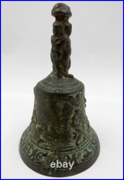 Antique 16th Century Flemish Bronze Table Bell Sit Nomen Domini Benedictum