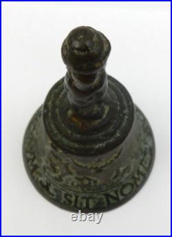 Antique 16th Century Flemish Bronze Table Bell Sit Nomen Domini Benedictum