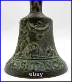 Antique 16th Century Flemish Bronze Table Bell Sit Nomen Domini Benedictum