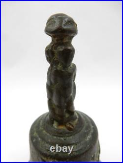 Antique 16th Century Flemish Bronze Table Bell Sit Nomen Domini Benedictum