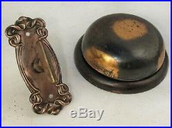 Antique 1800's SARGENT Japanned Brass Door Bell + Thumb Turn Working RING