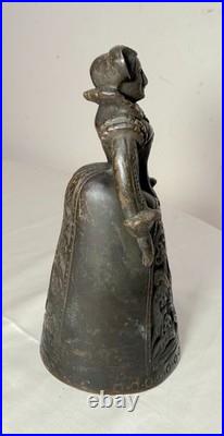 Antique 1800's Victorian solid heavy bronze Elizabethan Lady Bell boot clapper