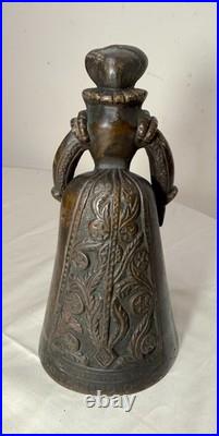 Antique 1800's Victorian solid heavy bronze Elizabethan Lady Bell boot clapper