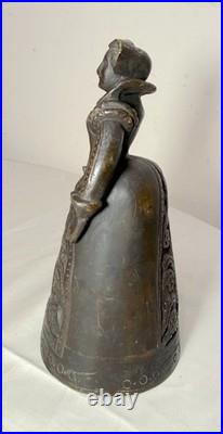 Antique 1800's Victorian solid heavy bronze Elizabethan Lady Bell boot clapper