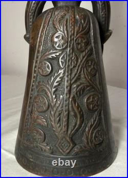 Antique 1800's Victorian solid heavy bronze Elizabethan Lady Bell boot clapper
