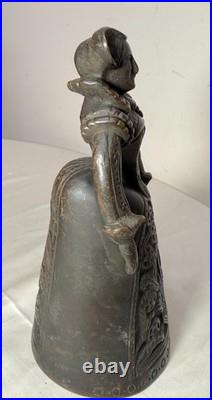 Antique 1800's Victorian solid heavy bronze Elizabethan Lady Bell boot clapper