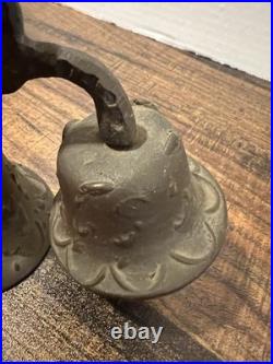 Antique 1811 Bronze/cast Iron Monastery Or Vintage 3 Bells In Working Condition