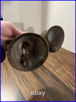 Antique 1811 Bronze/cast Iron Monastery Or Vintage 3 Bells In Working Condition