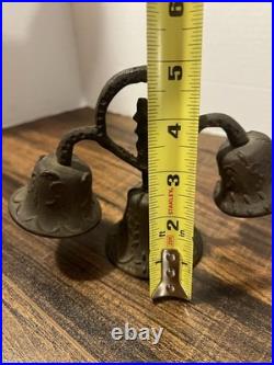 Antique 1811 Bronze/cast Iron Monastery Or Vintage 3 Bells In Working Condition