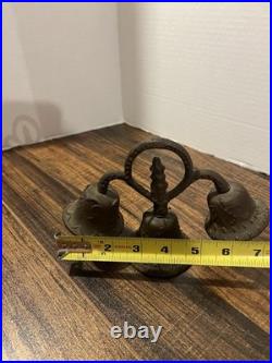 Antique 1811 Bronze/cast Iron Monastery Or Vintage 3 Bells In Working Condition