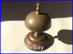 Antique 1870's Hotel Counter Top Service Brass & Wood Desk Call Bell