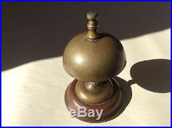 Antique 1870's Hotel Counter Top Service Brass & Wood Desk Call Bell