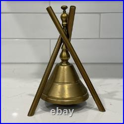 Antique 1870s Brass Push Button Hotel Front Desk Call Bell Tripod Stand