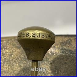 Antique 1870s Brass Push Button Hotel Front Desk Call Bell Tripod Stand