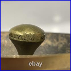 Antique 1870s Brass Push Button Hotel Front Desk Call Bell Tripod Stand