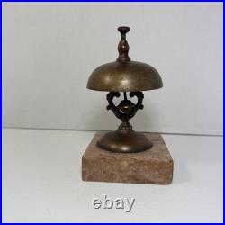Antique 1870s Victorian Brass Marble Bell Reception Desk Service Shop