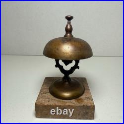 Antique 1870s Victorian Brass Marble Bell Reception Desk Service Shop