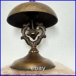 Antique 1870s Victorian Brass Marble Bell Reception Desk Service Shop