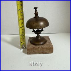 Antique 1870s Victorian Brass Marble Bell Reception Desk Service Shop