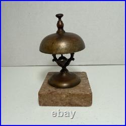 Antique 1870s Victorian Brass Marble Bell Reception Desk Service Shop