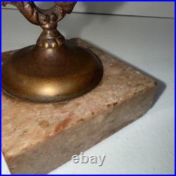 Antique 1870s Victorian Brass Marble Bell Reception Desk Service Shop