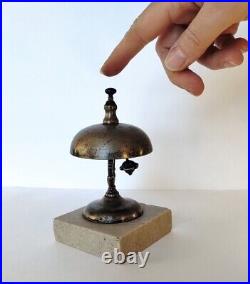 Antique 1870s Victorian Brass Marble Bell Reception Desk Service Shop Dated 1874