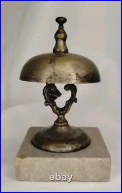 Antique 1870s Victorian Brass Marble Bell Reception Desk Service Shop Dated 1874