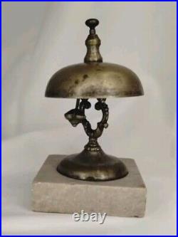 Antique 1870s Victorian Brass Marble Bell Reception Desk Service Shop Dated 1874