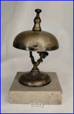 Antique 1870s Victorian Brass Marble Bell Reception Desk Service Shop Dated 1874