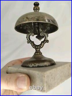 Antique 1870s Victorian Brass Marble Bell Reception Desk Service Shop Dated 1874