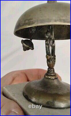 Antique 1870s Victorian Brass Marble Bell Reception Desk Service Shop Dated 1874