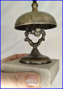 Antique 1870s Victorian Brass Marble Bell Reception Desk Service Shop Dated 1874