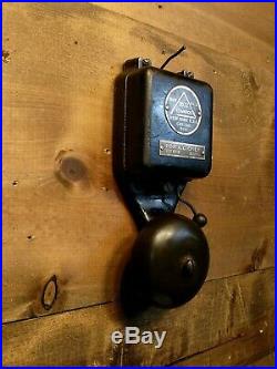 Antique 1872 Edwards 510 Bell Cast Iron Wall Mount Fire Alarm Boxing BRASS TAGS