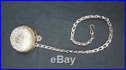 Antique 1873 Ornate Silver Toned Brass Door Bell With Pull Chain