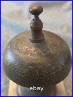 Antique 1875 Victorian Style Brass Hotel Library Store Desk Counter Service Bell