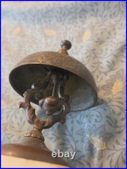 Antique 1875 Victorian Style Brass Hotel Library Store Desk Counter Service Bell