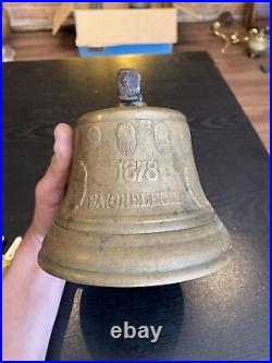 Antique 1878 Saignelegier Chiantel Fondeur Brass Bell, 6 Diameter