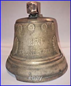 Antique 1878 Saignelegier Chiantel Fondeur SWISS COW BELL 6 Brass Authentic XL