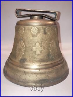 Antique 1878 Saignelegier Chiantel Fondeur SWISS COW BELL 6 Brass Authentic XL