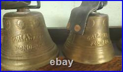 Antique 1878 Saignelegier-Chiantel Fondeur-Swiss Brass Bell Set of 8 & Gong
