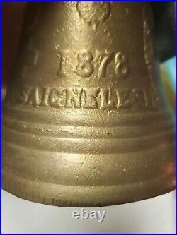 Antique 1878 Saignelegier-Chiantel Fondeur-Swiss Brass Bell Set of 8 & Gong