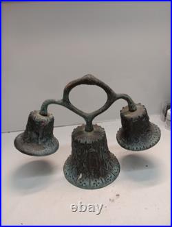 Antique 1888 Bronze Triple Bell Mexico Mission Church Monastery Altar Bells