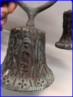 Antique 1888 Bronze Triple Bell Mexico Mission Church Monastery Altar Bells