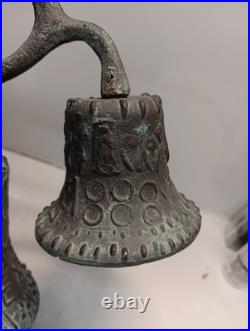 Antique 1888 Bronze Triple Bell Mexico Mission Church Monastery Altar Bells