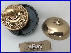 Antique 1891 Victorian Cast And Brass Thumb Twist Door Bell Works Fully Restored