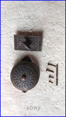 Antique 1899 Patent Cast Iron Brass Door Bell Hand Crank