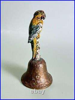 Antique 1920s Hubley Cast Iron Brass Bell Parrot Bird Tea Dinner Bell 5