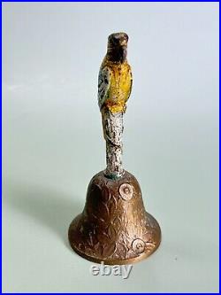 Antique 1920s Hubley Cast Iron Brass Bell Parrot Bird Tea Dinner Bell 5